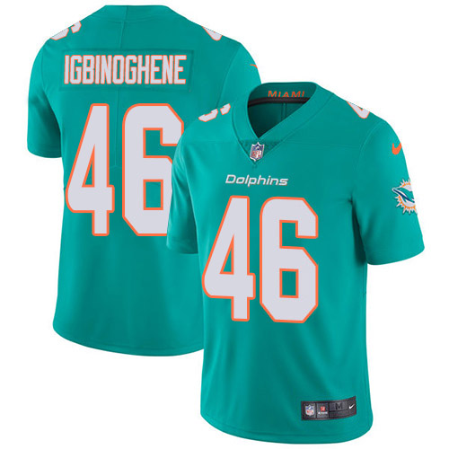 Nike Miami Dolphins #46 Noah Igbinoghene Aqua Green Team Color Youth Stitched NFL Vapor Untouchable Limited Jersey->youth nfl jersey->Youth Jersey
